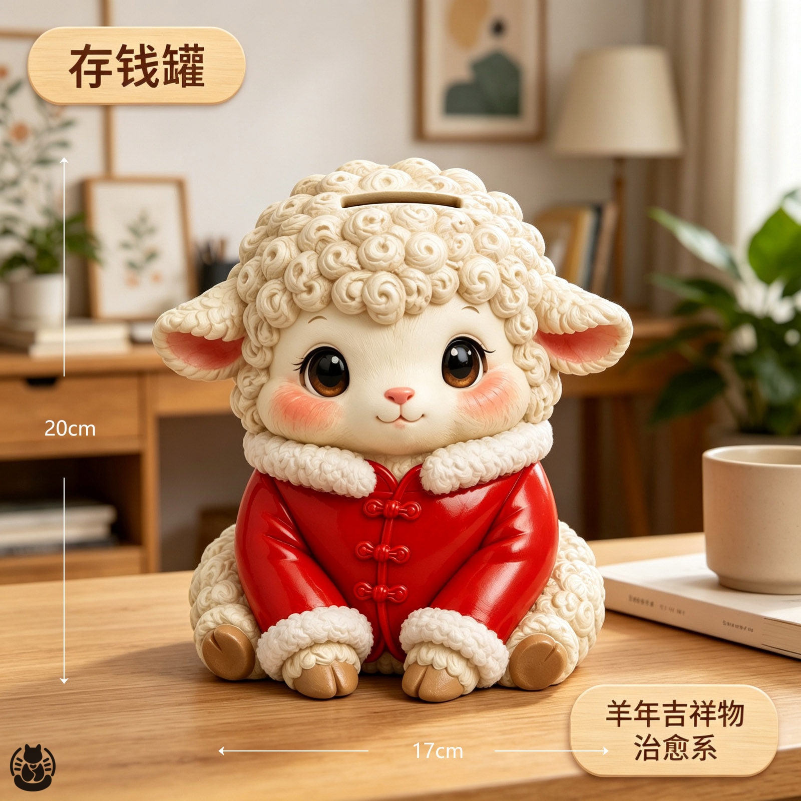 红衣小羊存钱罐-大号可取